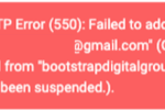 Image showing SMTP Error 550 - Account suspended